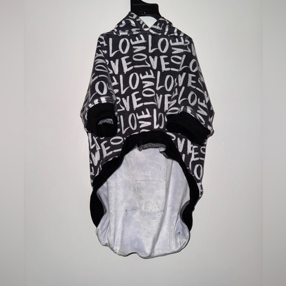 LOVE Black And White Stretch Hoodie Size XXL (For MEDIUM Sized Dogs) - Picture 4 of 5